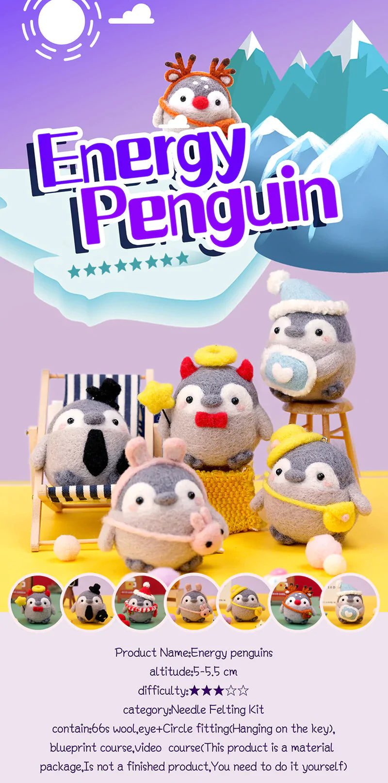 Energy Penguin Needle Felting Kit Fuzzy N Chic