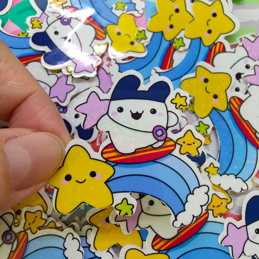 米米奇在流星上冲浪