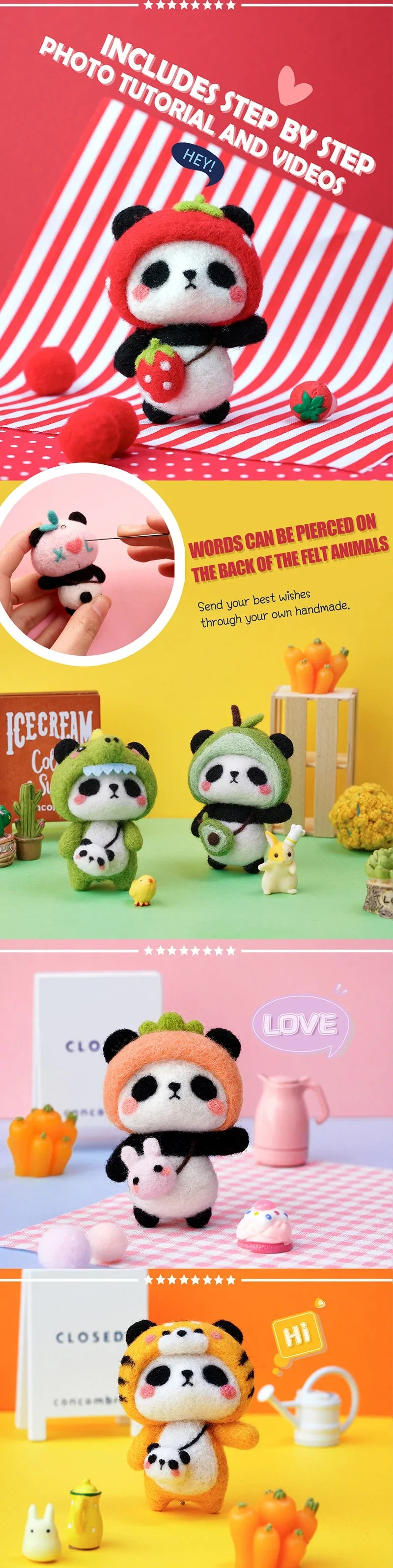 Little Panda Needle Felting Kit Fuzzy N Chic