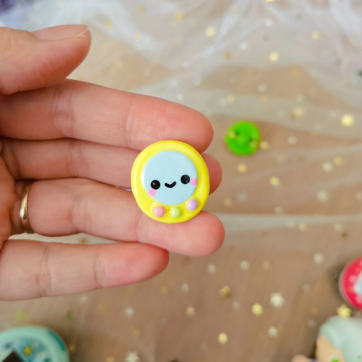 Tamagotchi Clay Pin Fuzzy N Chic