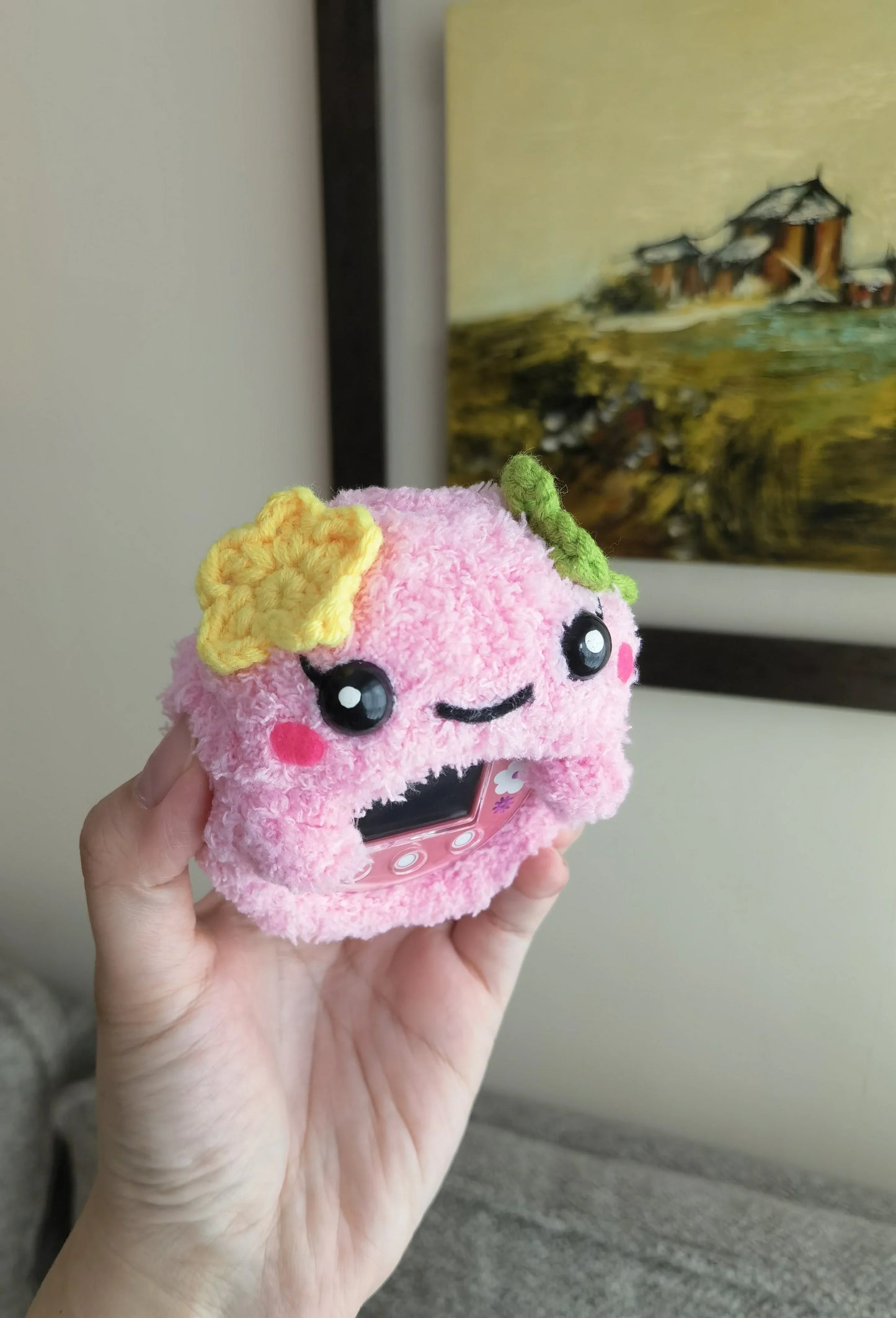 Tamagotchi Crochet cover - Violetchi Fuzzy N Chic