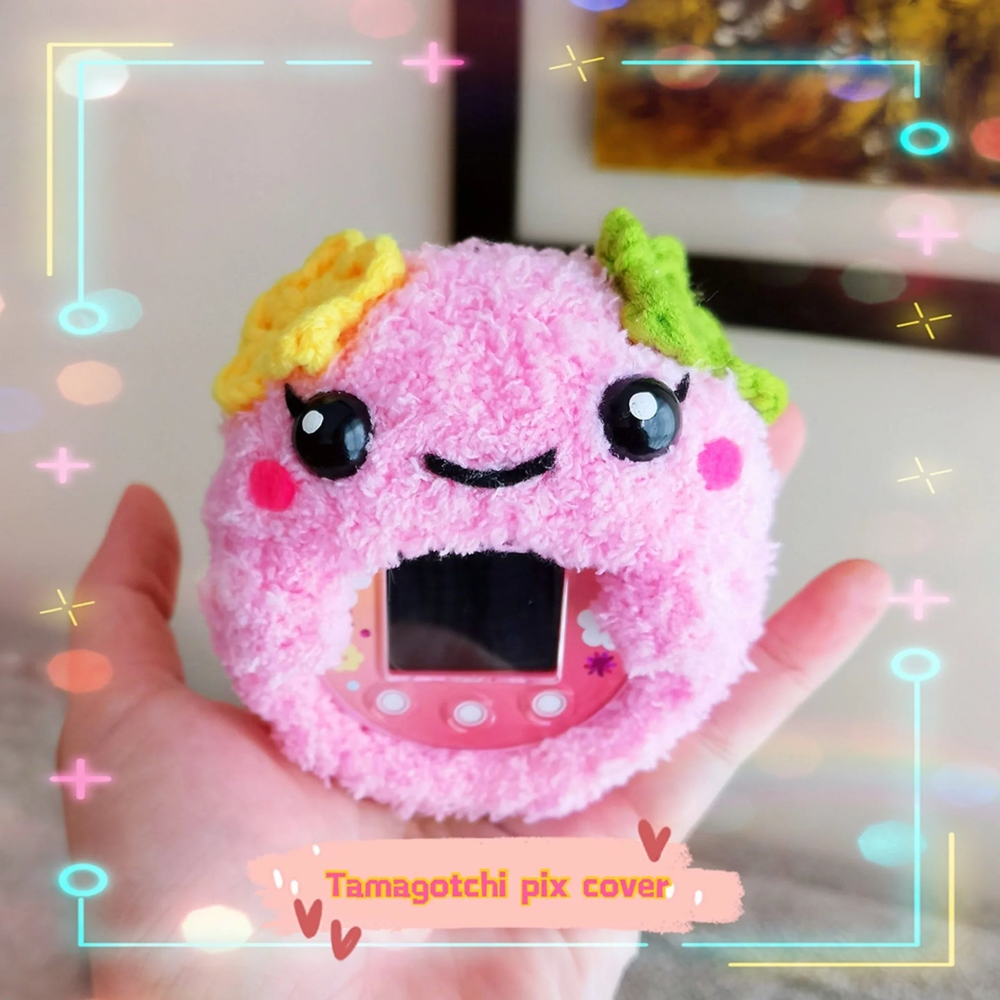 Tamagotchi Crochet cover - Violetchi Fuzzy N Chic
