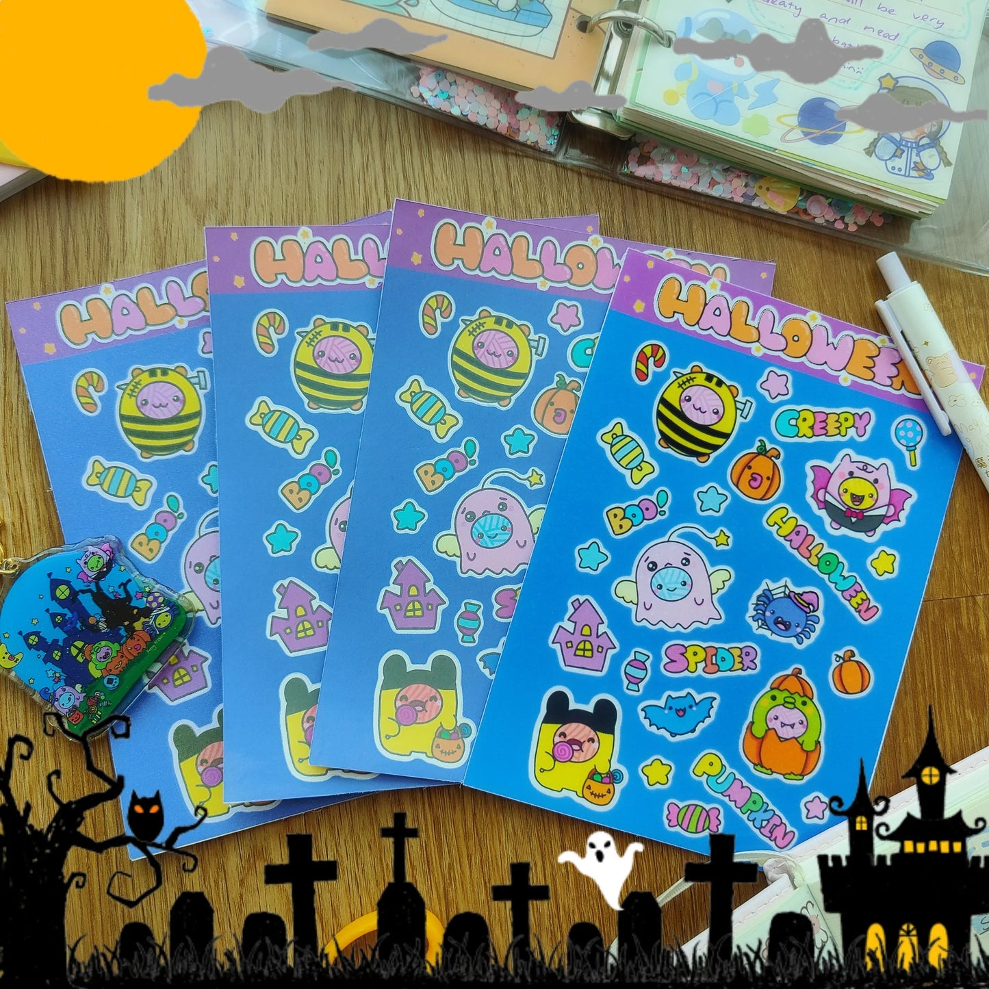 Yarn babies Halloween Stickers set Fuzzy N Chic