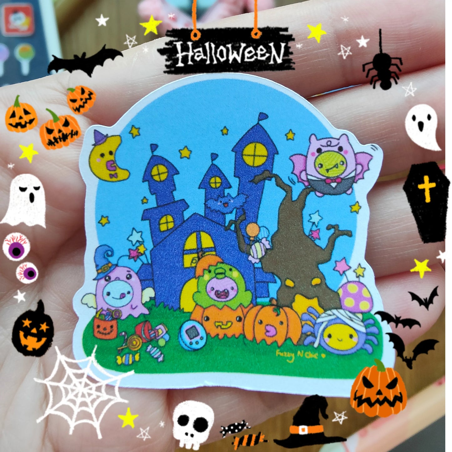 Yarn babies Halloween party Sticker Fuzzy N Chic