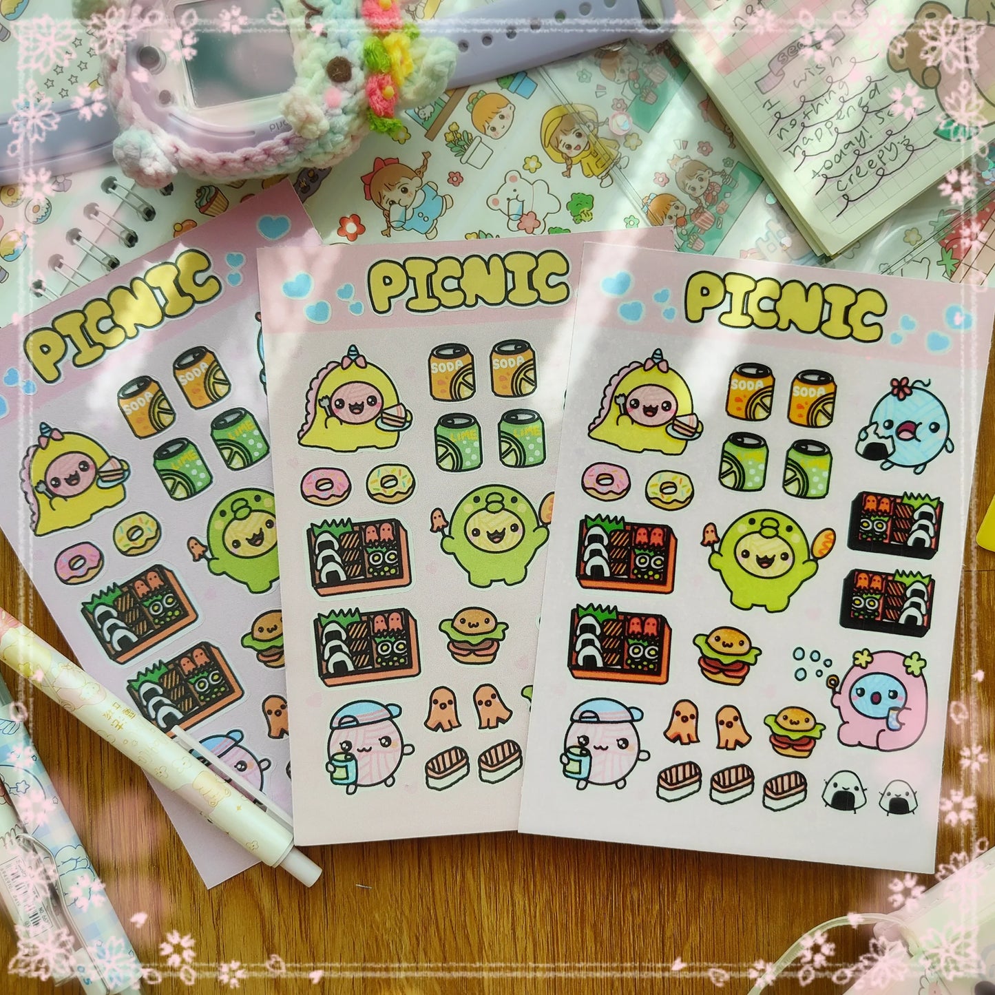 Yarn babies Picnic Stickers set Fuzzy N Chic