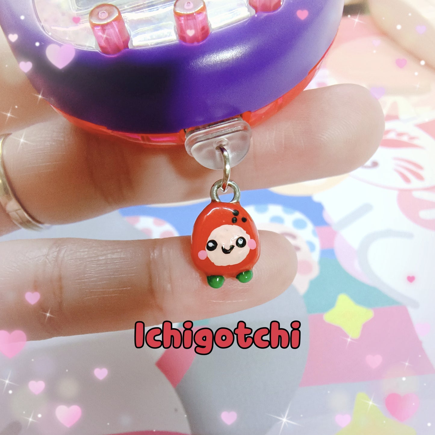 Tamagotchi Uni Dust Cap Charm - Ichigotchi