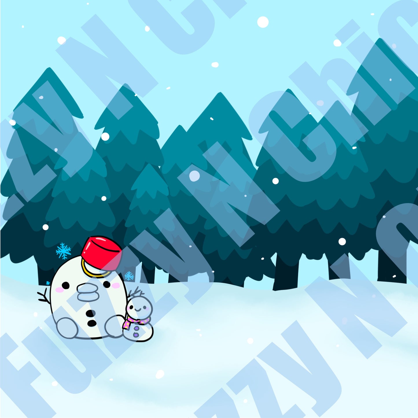 Tamagotchi Kuchipatchi Snowman Printable Poster/Wallpaper (Digital Download)
