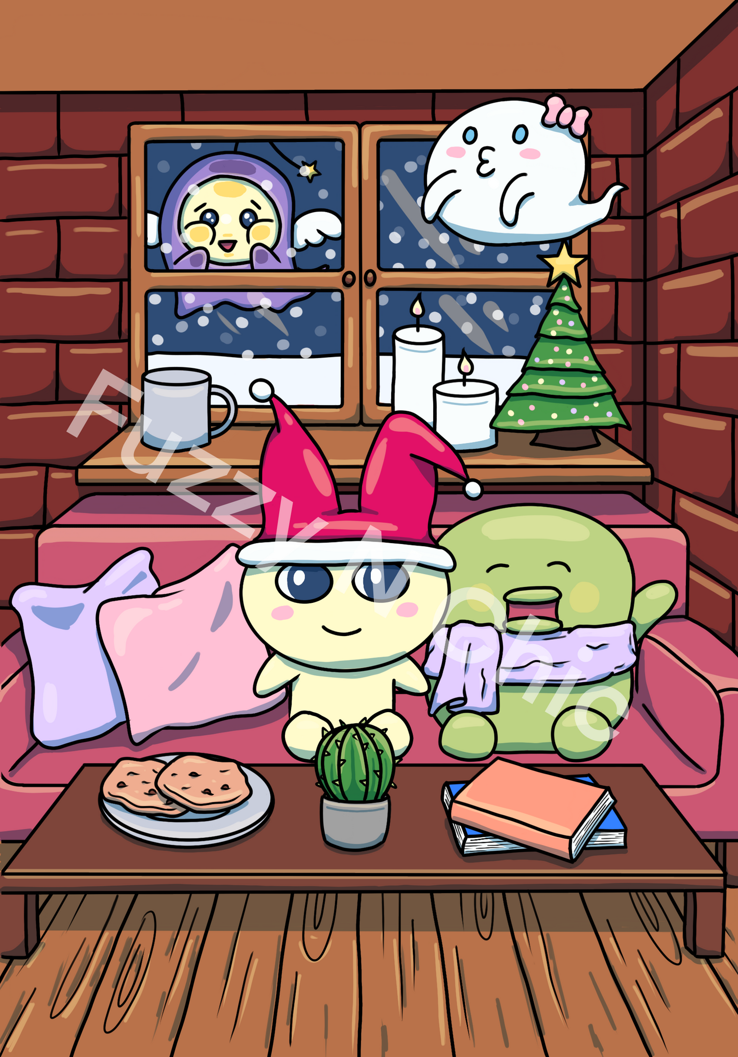 Tamagotchi Cozy Xmas Printable Poster/Wallpaper (Digital Download)