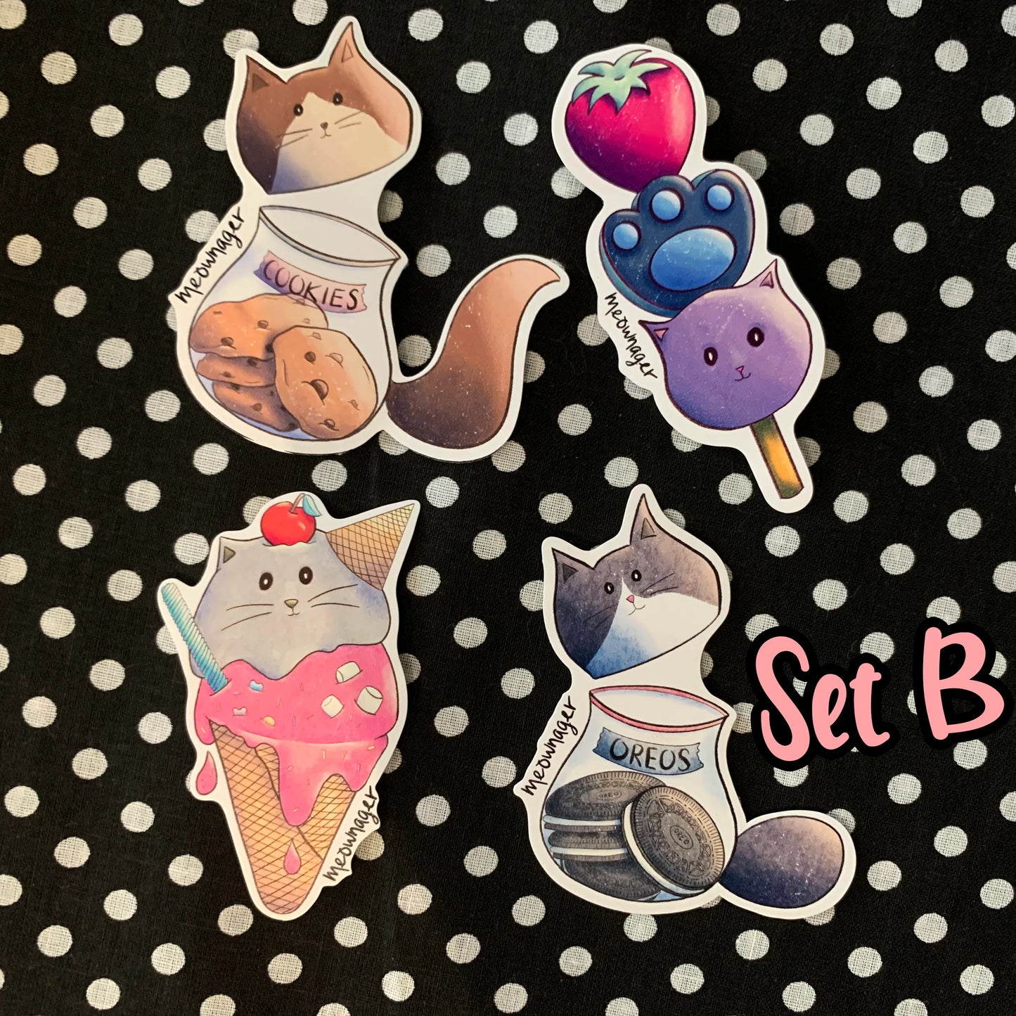 Cat Snack Themed Vinyl Stickers Fuzzy N Chic