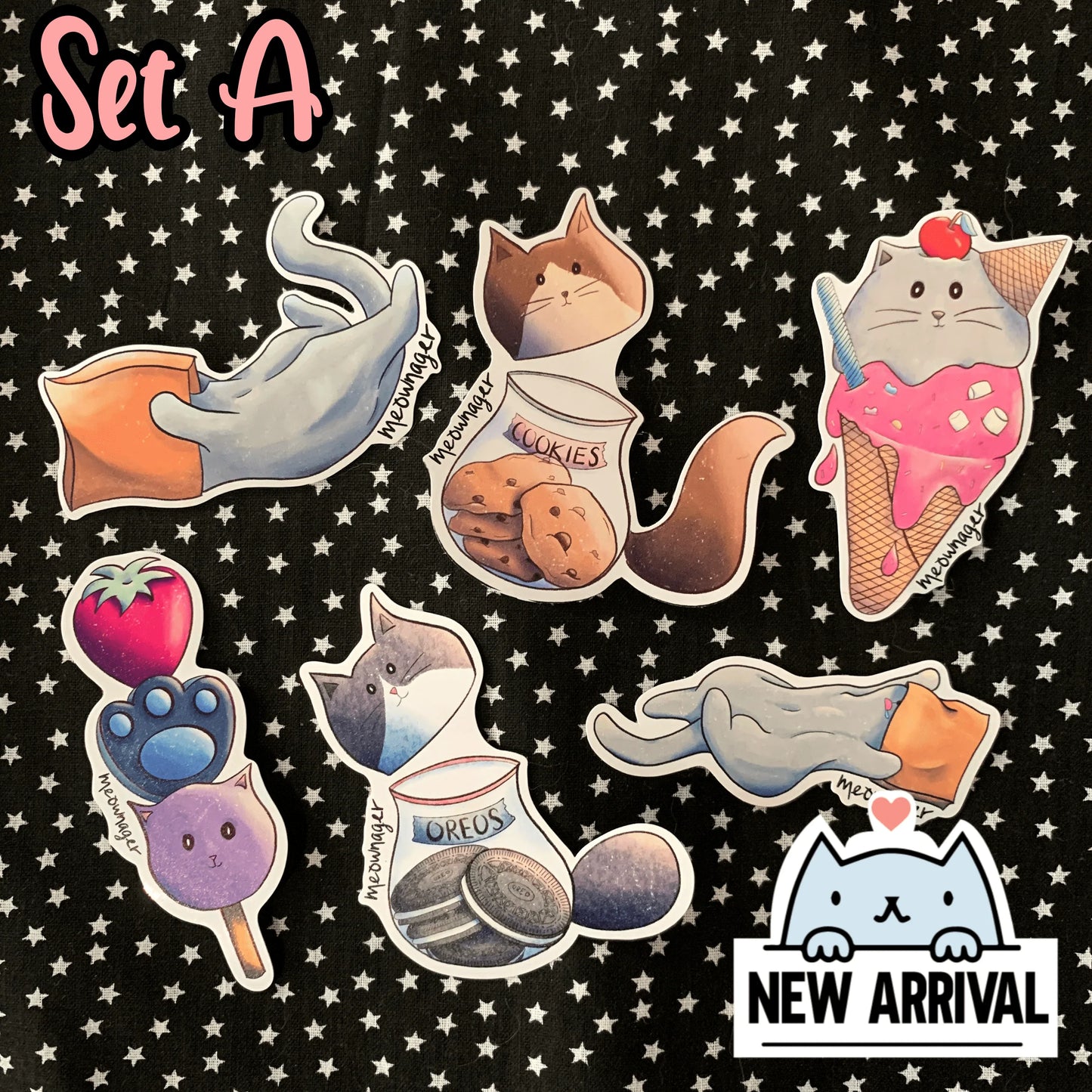 Cat Snack Themed Vinyl Stickers Fuzzy N Chic