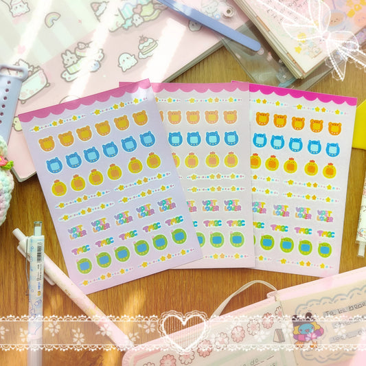 Cute Tamagotchi Stickers set Fuzzy N Chic