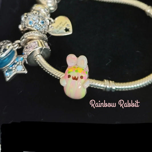 Rainbow Rabbit Bracelet Charm Fuzzy N Chic
