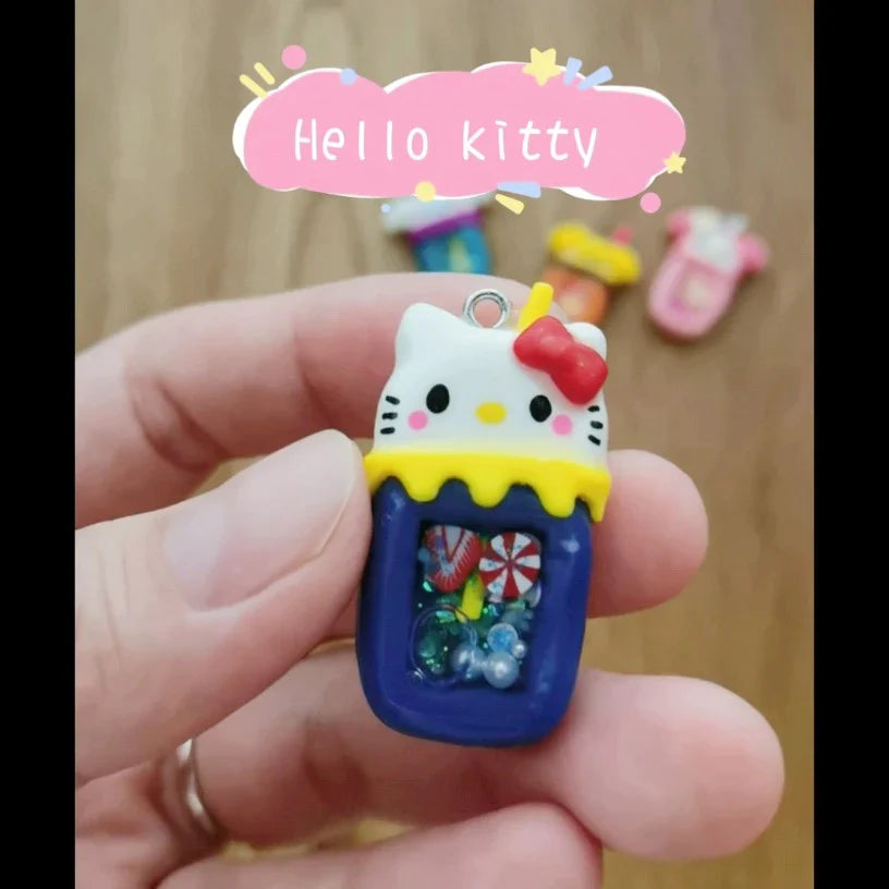 Sanrio Bubble Tea clay Charm - Hellokitty Fuzzy N Chic