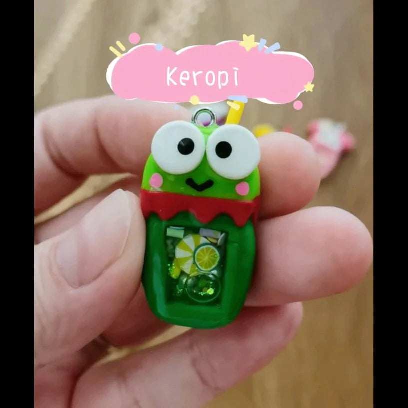 Sanrio Bubble Tea clay Charm - Keropi Fuzzy N Chic