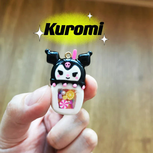 Sanrio Bubble Tea clay Charm - Kuromi Fuzzy N Chic