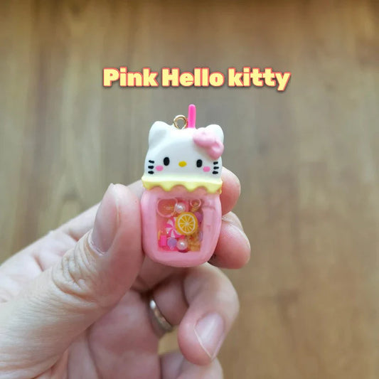 Sanrio Bubble Tea clay Charm - Pink Hellokitty Fuzzy N Chic