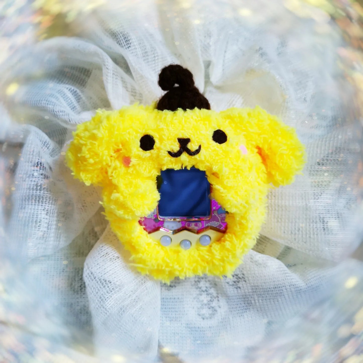 Tamagotchi Crochet cover - Fuzzy Pompompurin Fuzzy N Chic