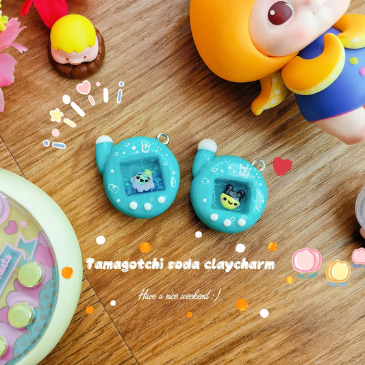 Tamagotchi Melon Soda Clay Charm Fuzzy N Chic