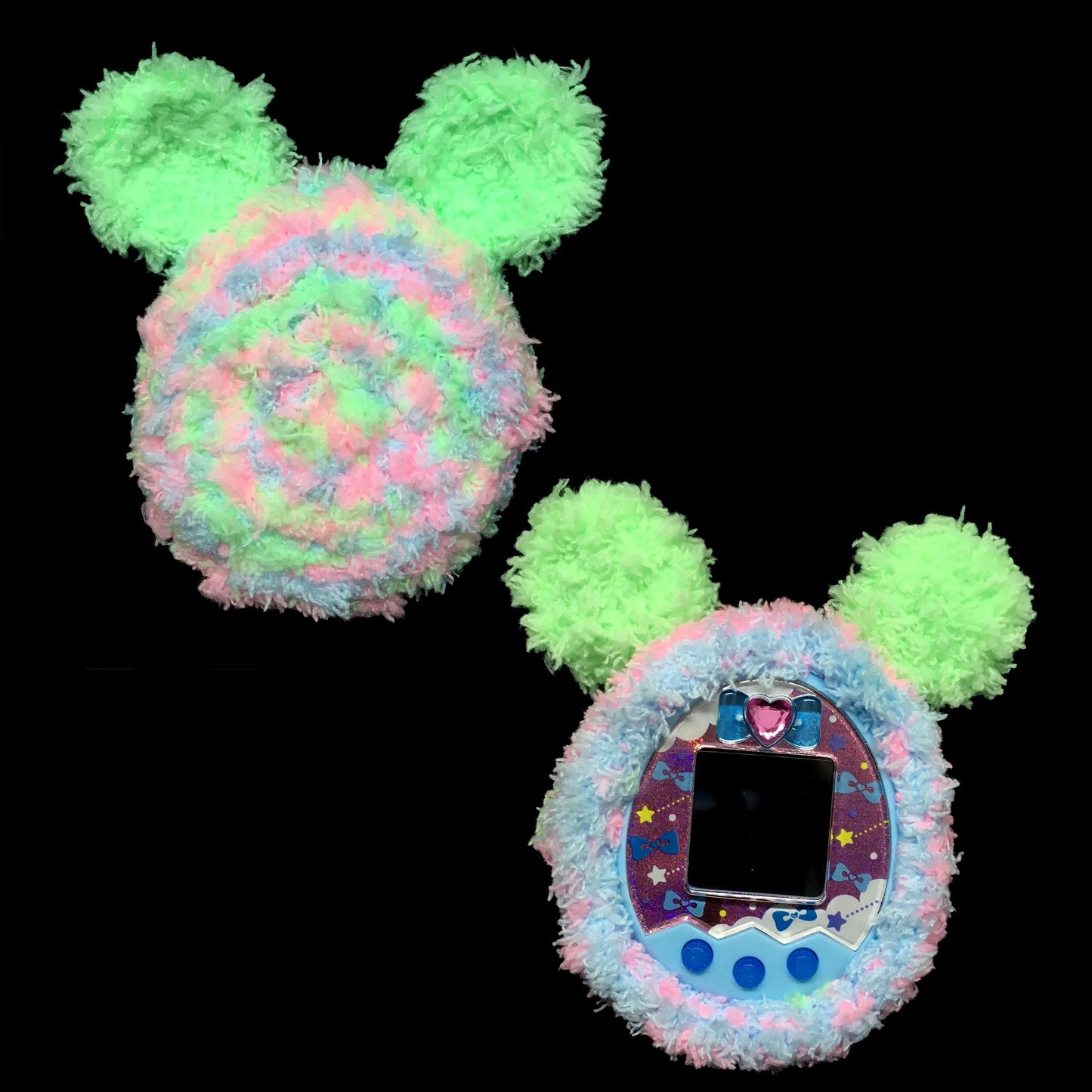 Tamagotchi Multicolor Cover with Bear Ears Fuzzy N Chic
