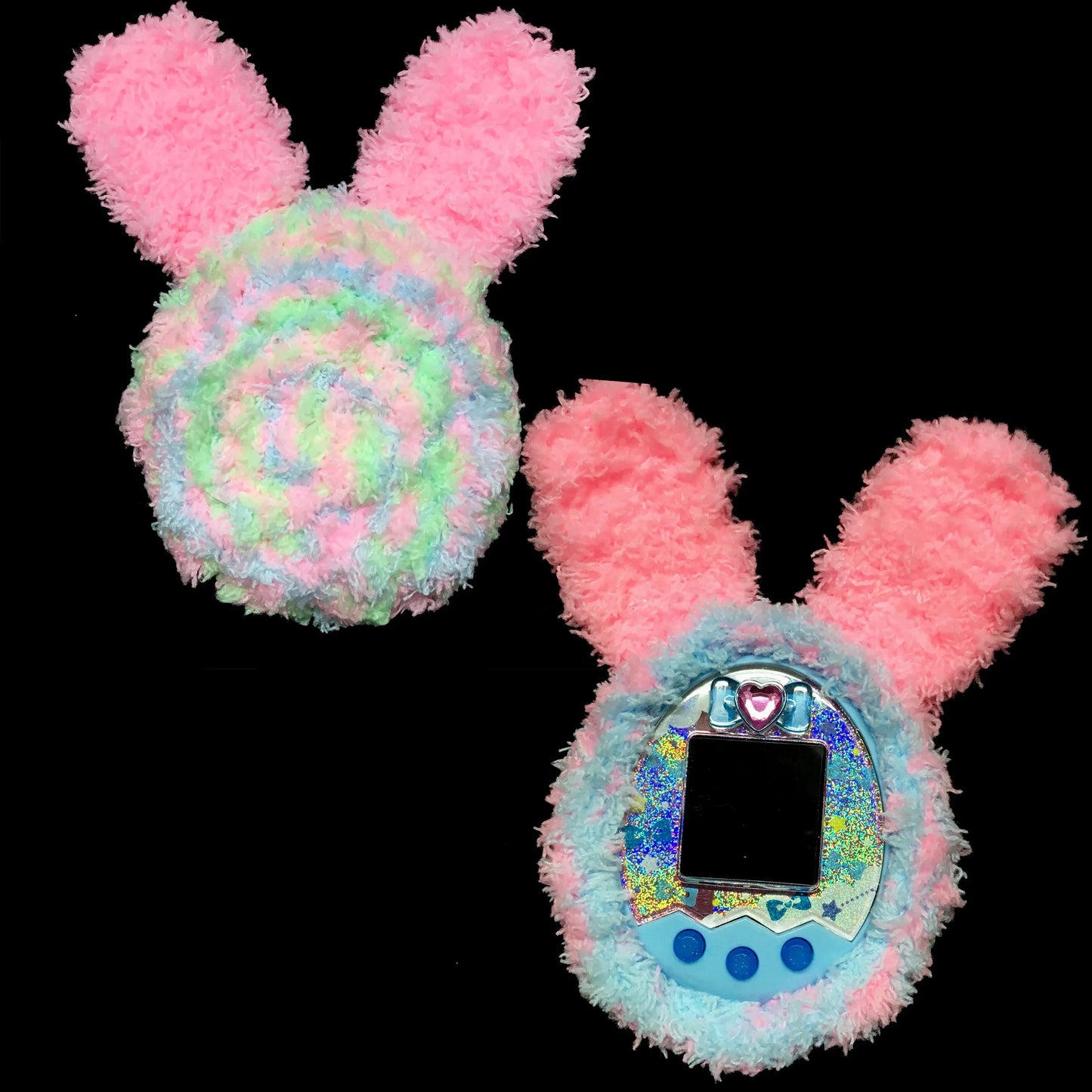 Tamagotchi Multicolor Cover with Bunny Ears Fuzzy N Chic
