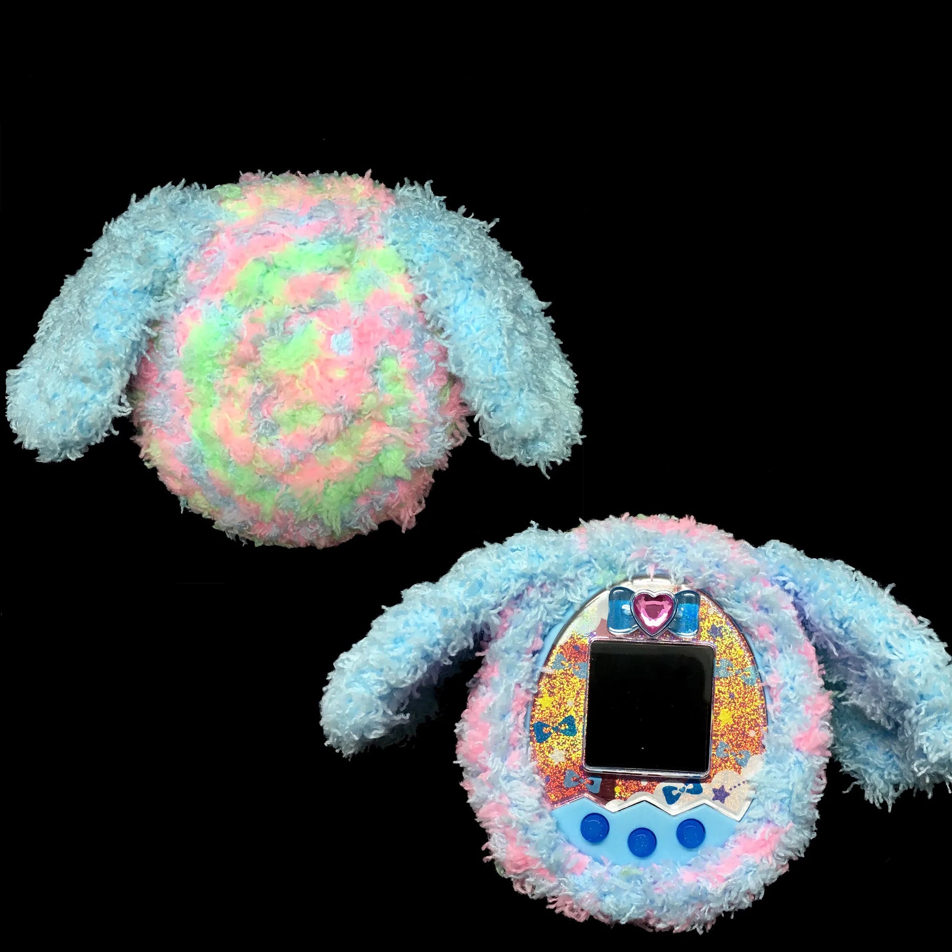 Tamagotchi Multicolor Cover with Floppy Ears Fuzzy N Chic