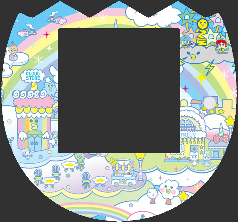 Tamagotchi Pix faceplate - Rainbow Town Fuzzy N Chic