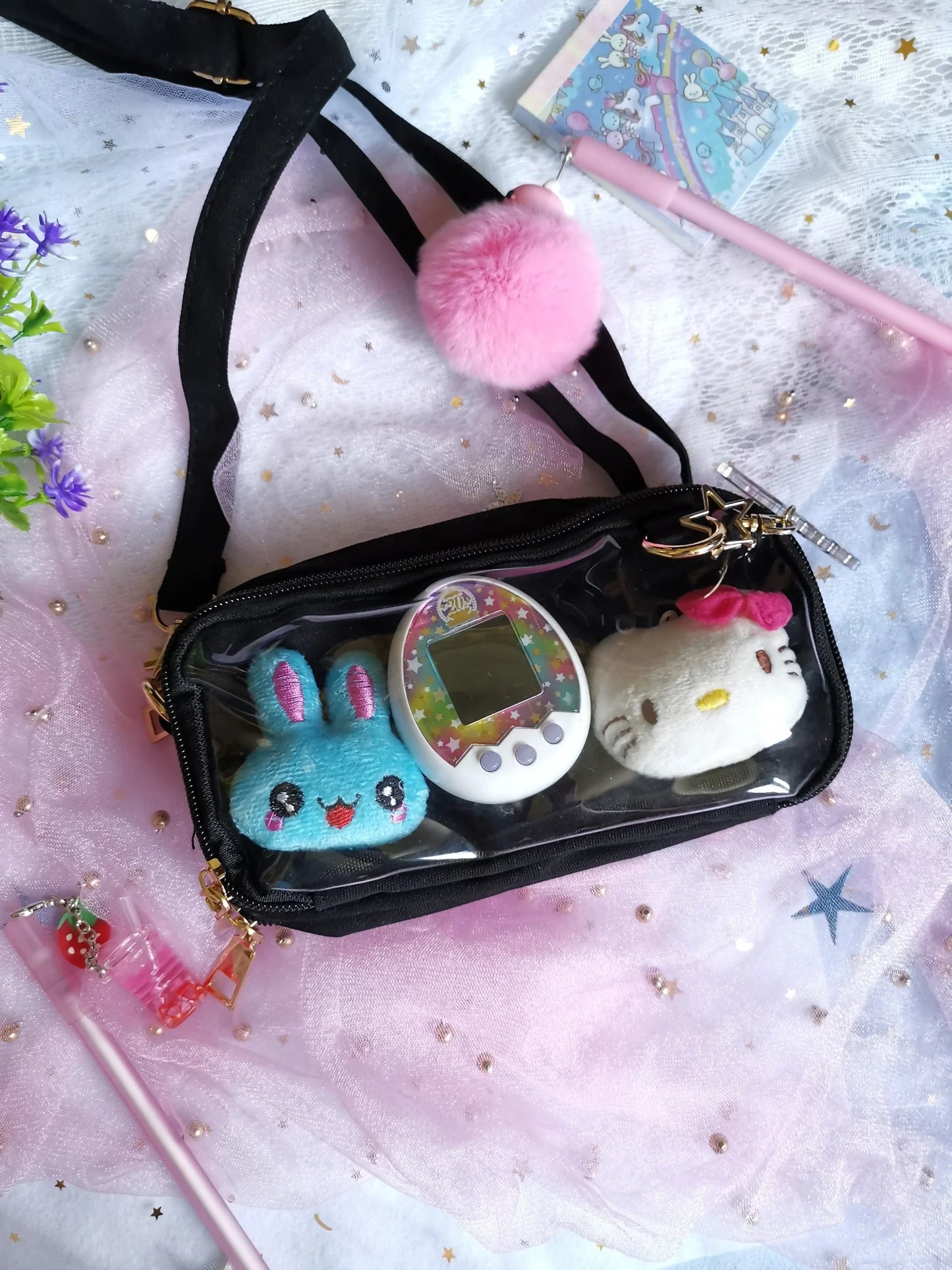 Tamagotchi Purse with clear compartment Fuzzy N Chic