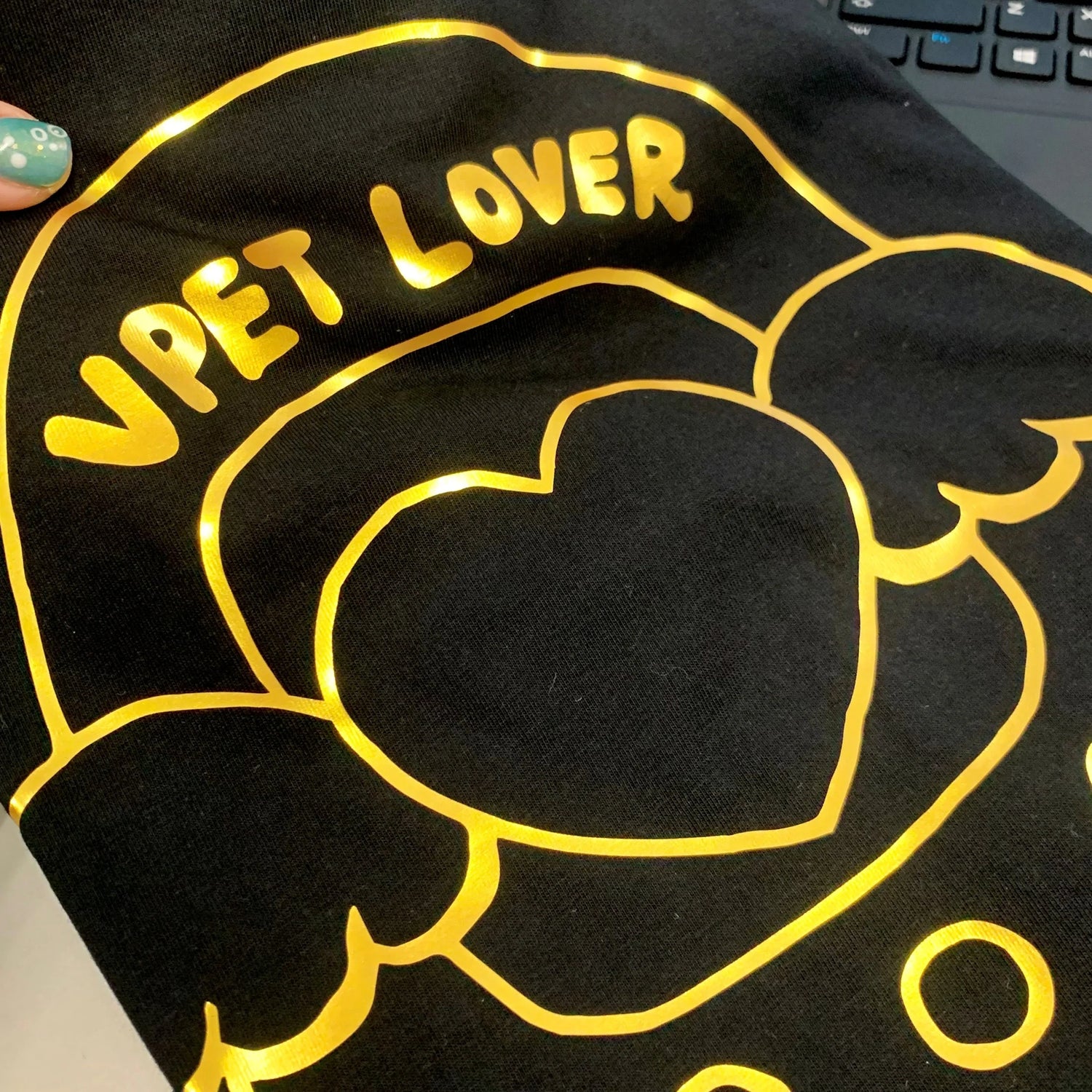 "V-Pet Lover" Gold on Black Tee (CLEARANCE SALE!) Fuzzy N Chic