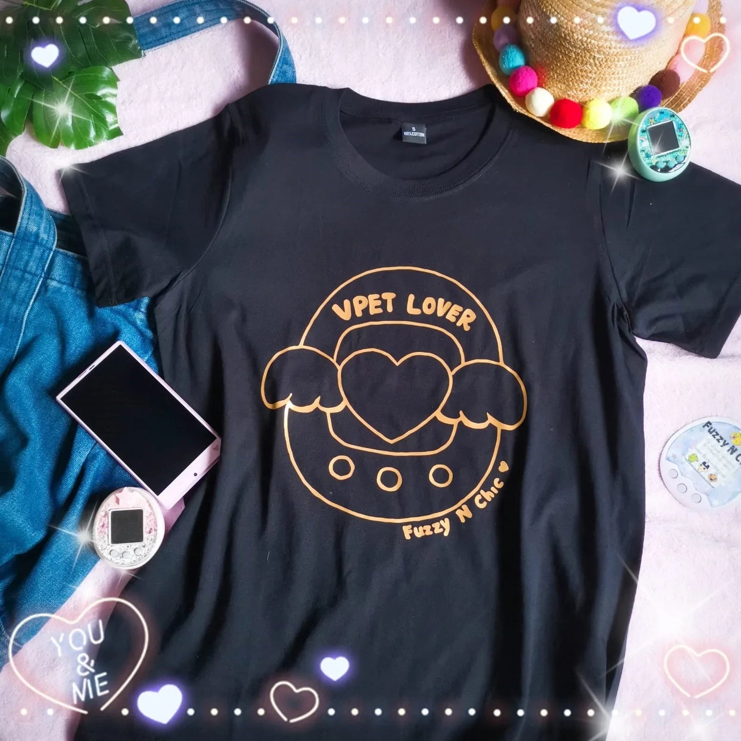 "V-Pet Lover" Gold on Black Tee (CLEARANCE SALE!) Fuzzy N Chic