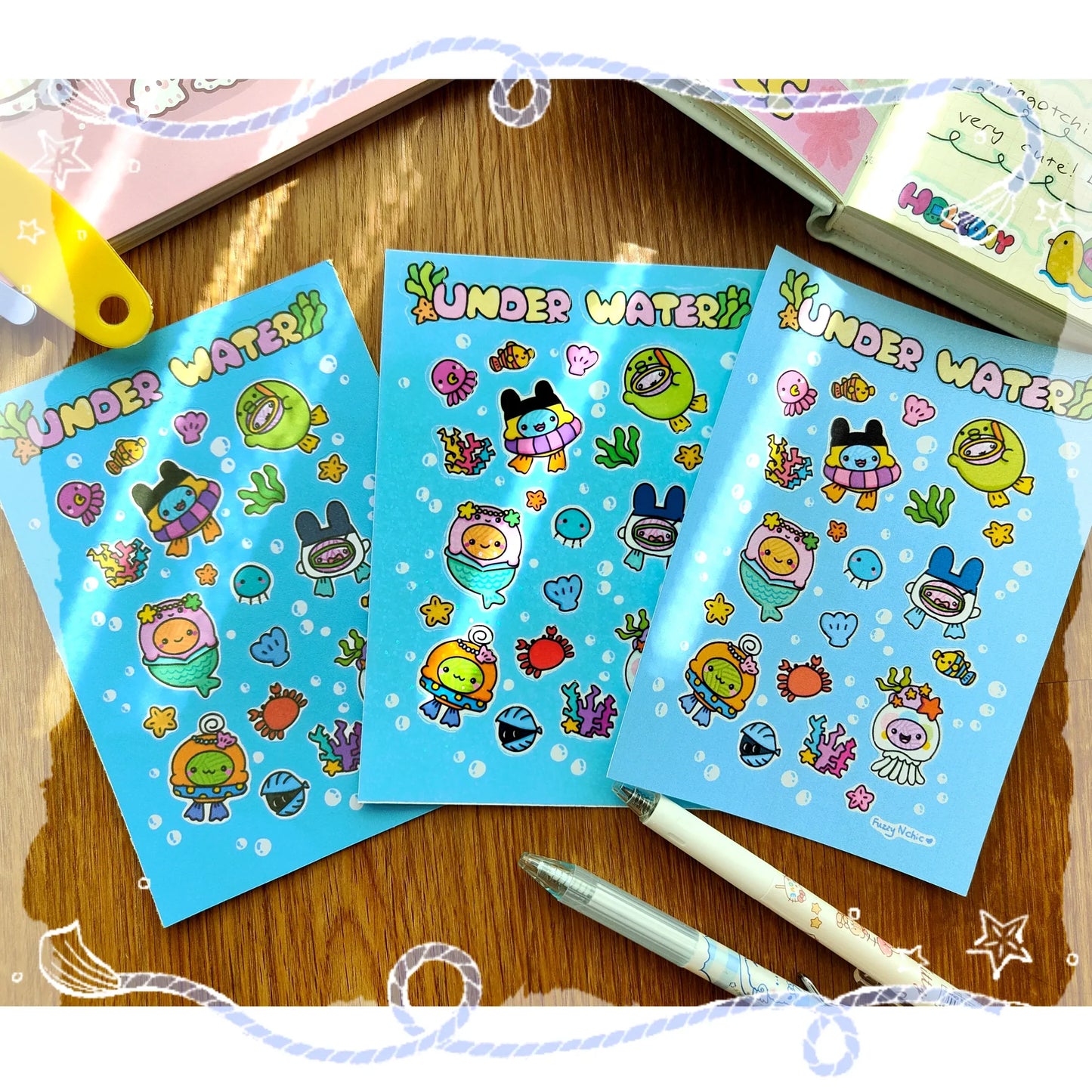 Yarn babies Under water Stickers set Fuzzy N Chic